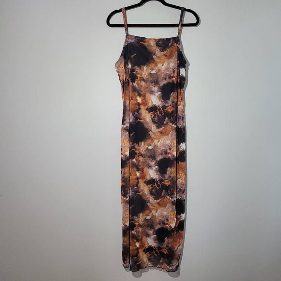 Angel print maxi dress stretchy mesh goth grunge streetwear alternative punk - Picture 1 of 11